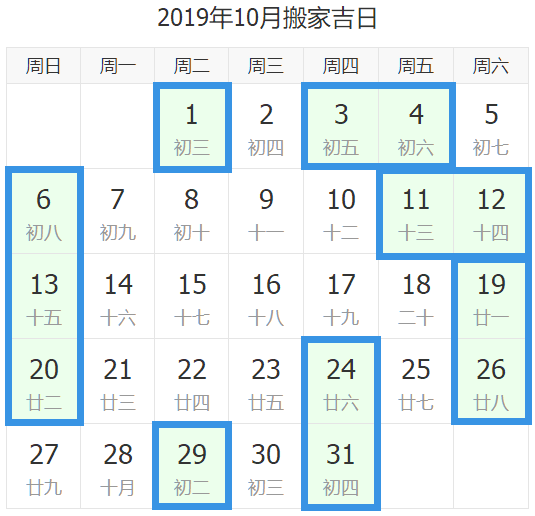 2019年10月搬家入宅黄道吉日 10月入宅黄道吉日查询 10月日子怎么样